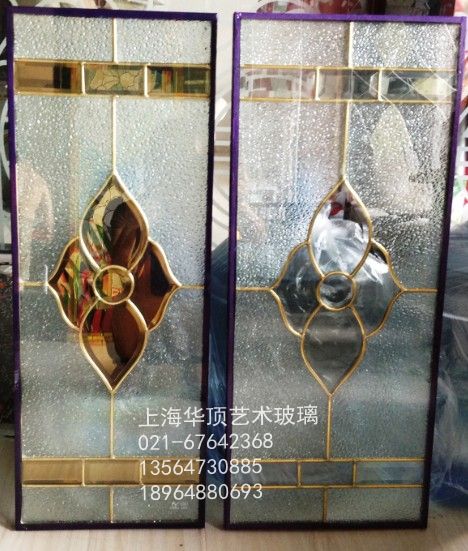 Hollow copper inlaid glass Wooden door Door core glass Integral cabinet door glass Art glass