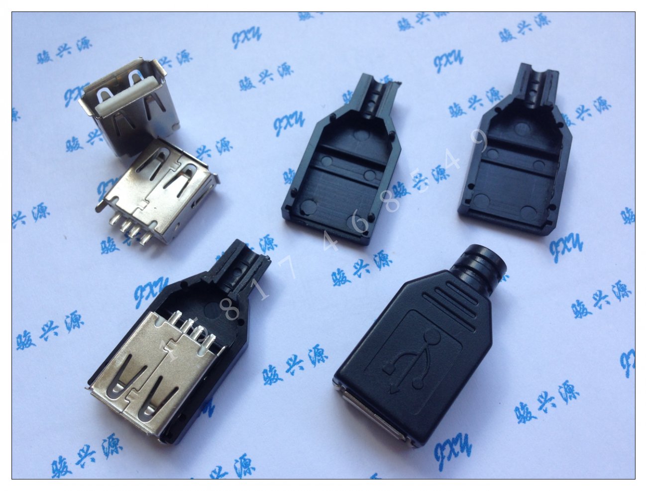 Welded wire USB interface socket female seat A female head USB female connector 180 degrees with shell 3 sets