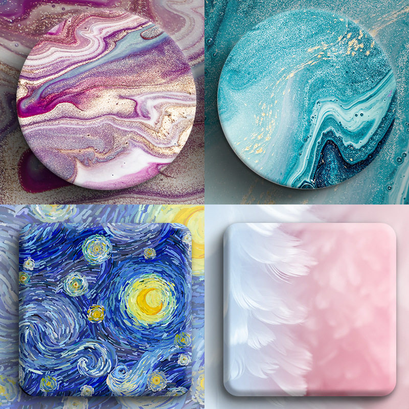 Kieselge Starry Air Suction Cup Mat Multicolored Ins Wind Silicon Algae Clay Cup Mat Home Absorbent Tea Cup Mat Insulation Mat