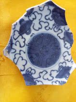Late Ming Dynasty Flower Blue and Flower Ancient Porcelain Wings True Old Tang Song Yuan and Qing Dynasty Ancient Porcelain Old Porcelain Specimen Porcelain Plate