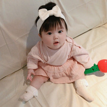 Cute Baby Striped T-shirt Braces Skirt 2022 Spring paragraph Baby Skirt Baby Clothes Suit