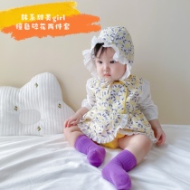 ins new baby bump khae Korean tie Korean teas baby climbing clothes spring break flowers two sets triangle bag farting princess