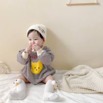 ins and women baby cute ha clothes spring autumn bag fart striped cub with little bear climbing to foreign air baby clothes 100 hitch