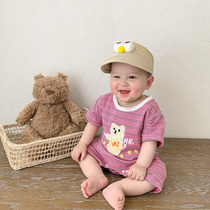Net red baby clothes Summer thin Newborn Khaed Climbing Suit Short Sleeve Summer Dress Mens And Womens Striped Dress in