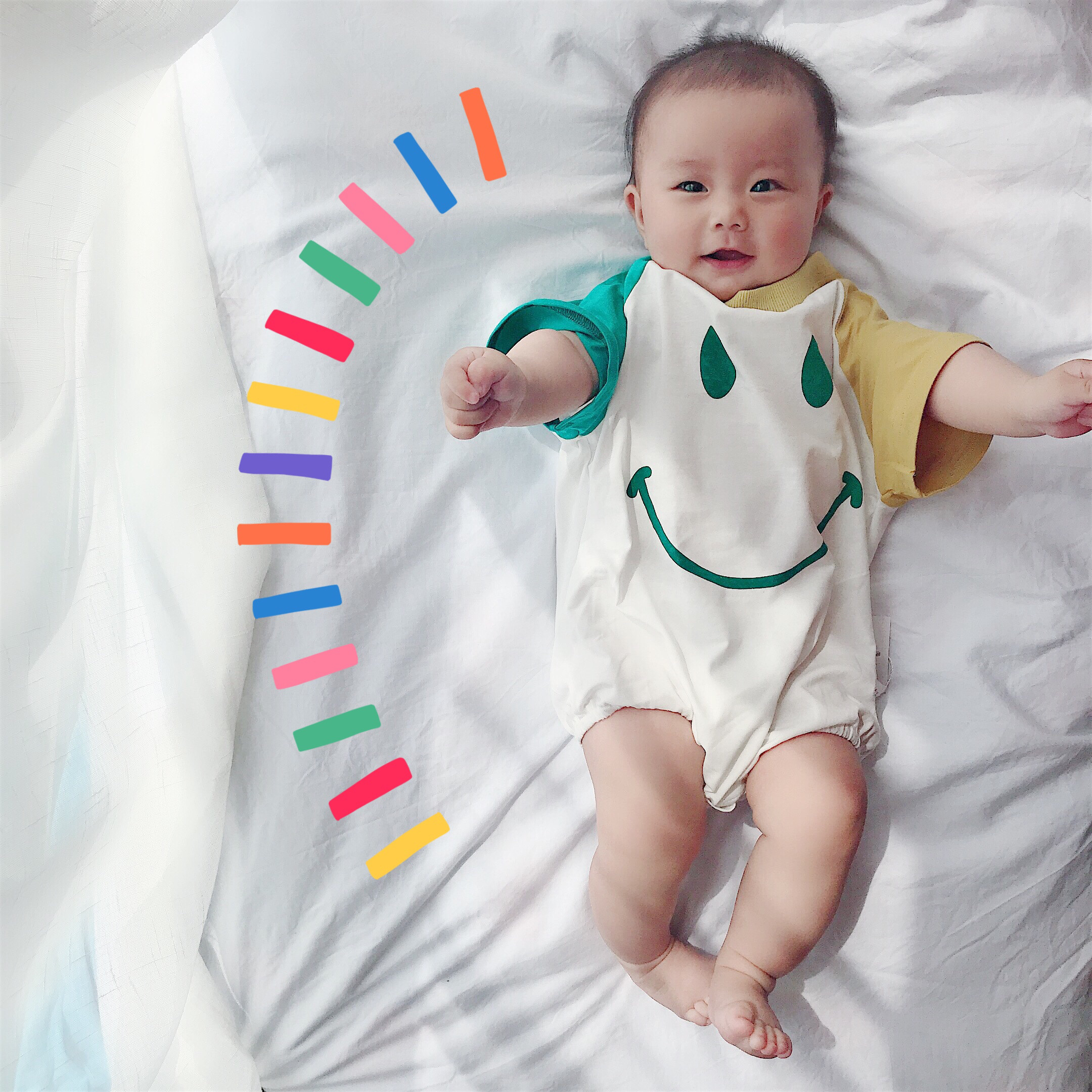 seeukids 2021ins new short-sleeved item smiley bag fart coat romper baby baby short-sleeved long-sleeved item