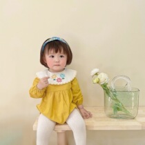Springs new yellow flower embroidered halakha baby goes out to serve foreign air color sens linen bag fart woman baby