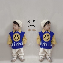 Han Edition Casual Baby Clothes Suit Foreign Air Smiley Face Three Sets of Womens Mens and Mens Bayou Shirt 100 Hitch Suit