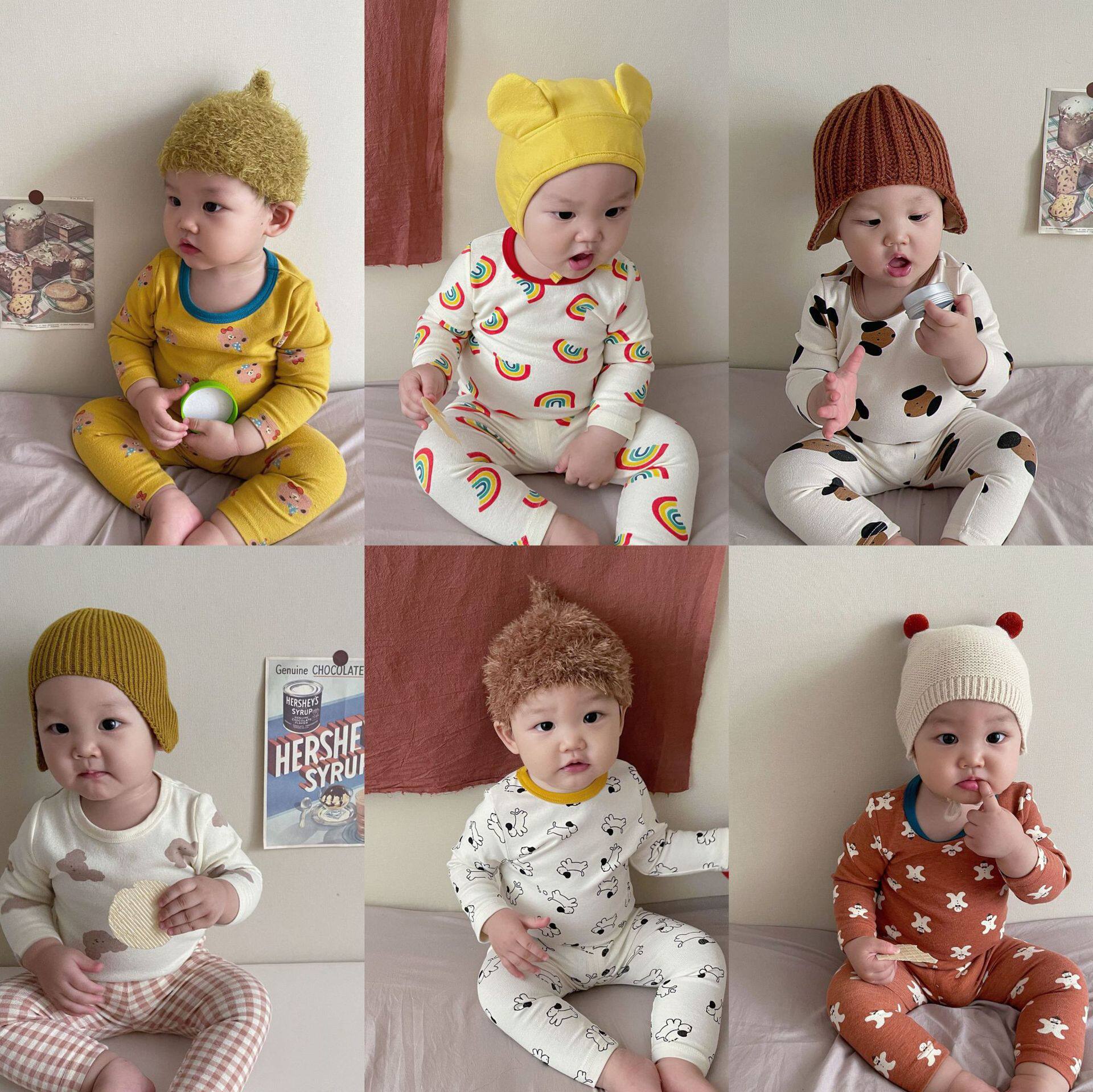 Baby clothing Home clothes Two sets of male and female baby suit Spring and autumn clothes new 2022 children cartoon pyjamas