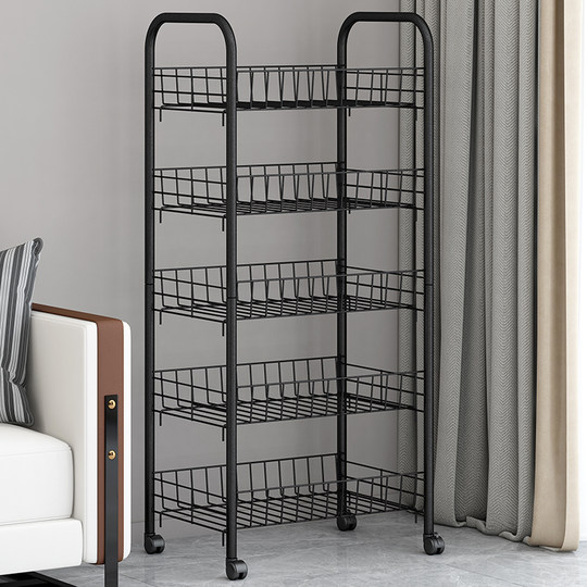 Kitchen rack floor-standing multi-layer movable trolley storage rack vegetable basket home dormitory storage rack
