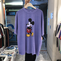 East gate South Korea Wang Fei with rice Mouse washed for old Mitch t-shirt male and female short sleeve loose cartoon T