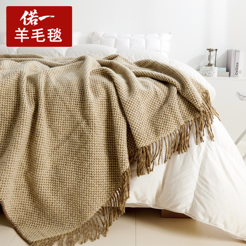 Autumn and Winter 100% Pure Wool Blanket, High-End Soft and Thick Sofa Blanket, Nap Blanket, All-Wool Single Luxury Throw Blanket