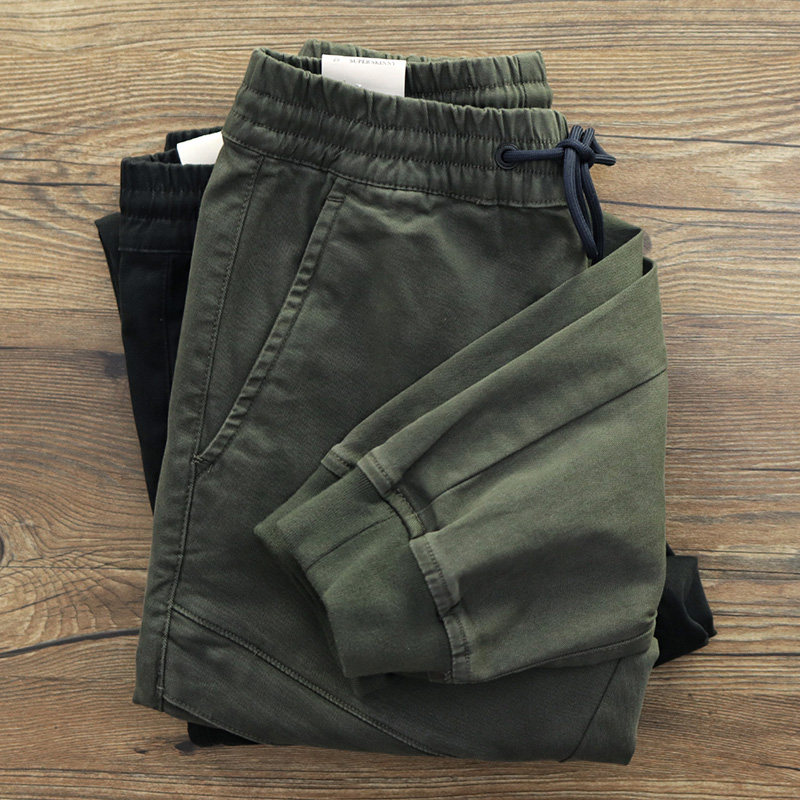 Heavy tooling trousers men's Japanese retro harem trousers men's crotch trousers elastic multi-pocket loose trousers