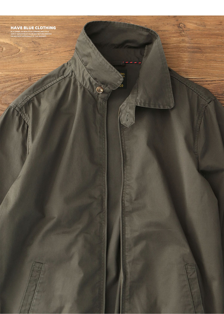 100% cotton vintage short zip-up lapel cotton cargo jacket jacket for men Spring and autumn