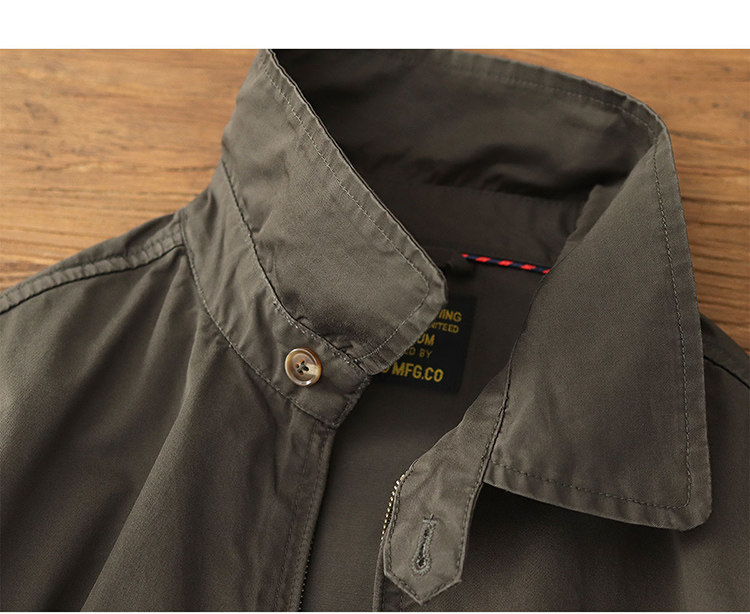 100% cotton vintage short zip-up lapel cotton cargo jacket jacket for men Spring and autumn