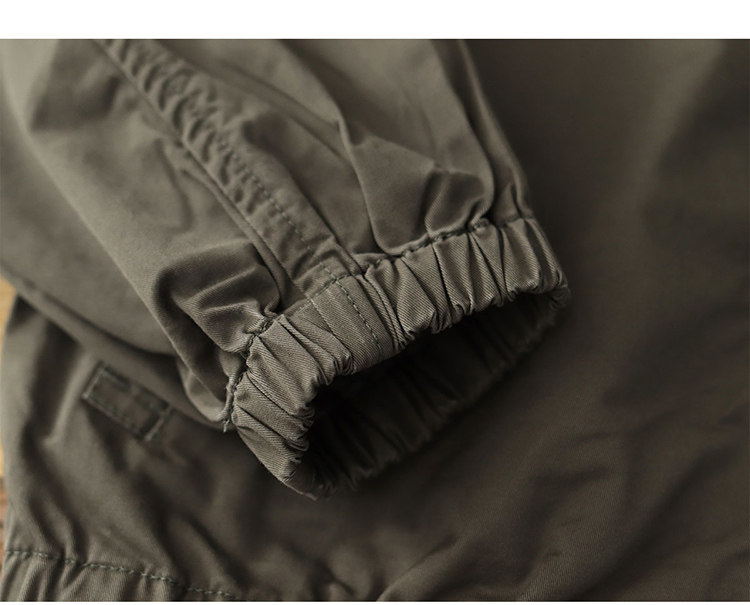100% cotton vintage short zip-up lapel cotton cargo jacket jacket for men Spring and autumn
