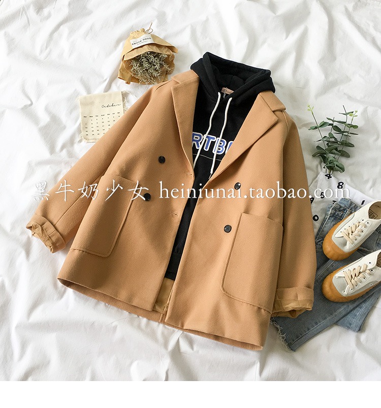 Bộ đồ hai dây màu đỏ nữ thần mùa thu đông 2018 phiên bản mới của Hàn Quốc cộng với áo len dày nhung + áo len lông thủy triều áo blazer nữ