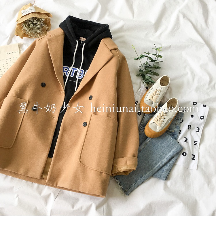 Bộ đồ hai dây màu đỏ nữ thần mùa thu đông 2018 phiên bản mới của Hàn Quốc cộng với áo len dày nhung + áo len lông thủy triều áo blazer nữ