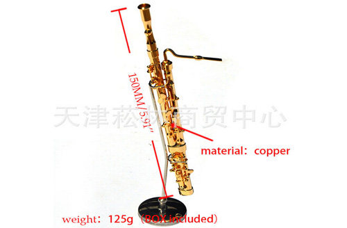 Decorative Bassoon Model Ornament 15cm Copper Mini Large Pipe Table Bassoon Pendant Large Pipe Ornament