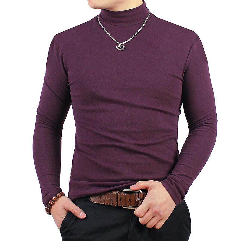 男士大码秋装长袖T恤半高领纯棉打底衫修身紧
