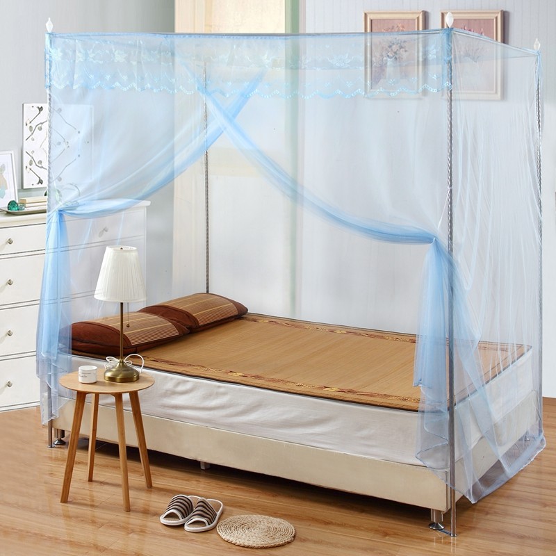 Single open door without zipper stainless steel bracket landing mosquito net students encrypted mosquito nets double court net