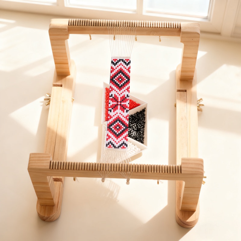 Wooden Bead Weaving Machine, Adjustable Bracelet Bead Weaving Machine, DIY Bead Weaving Frame, Necklace Bead Weaving Tool Wooden Bead Weaving Machine, Adjustable Bracelet Bead Weaving Machine, DIY Bead Weaving Frame, Necklace Bead Weaving Tool