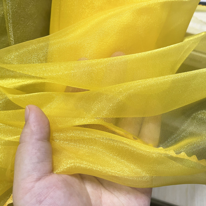 Solid Color Transparent Wedding Dress Tutu Skirt Fabric Bright Yellow Temple Golden Yellow Glass Organza Tablecloth Fabric Solid Color Transparent Wedding Dress Tutu Skirt Fabric Bright Yellow Temple Golden Yellow Glass Organza Tablecloth Fabric