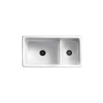 Kohler K-6625-0 18408 Anton one-piece cast iron trough size slot table under the table double kitchen basin