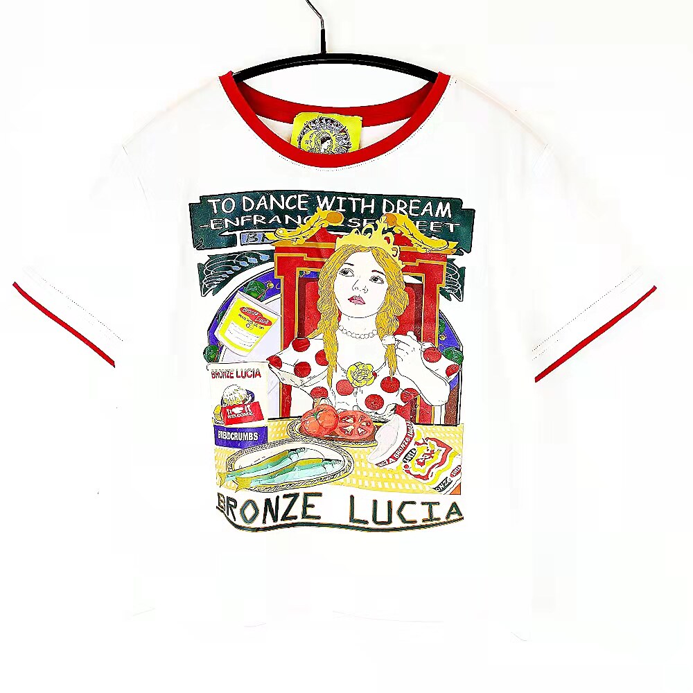 Star T-shirt printed Meng Meiqi Lilandi with short sleeve short sleeve short collar cartoon spring summer hot girl