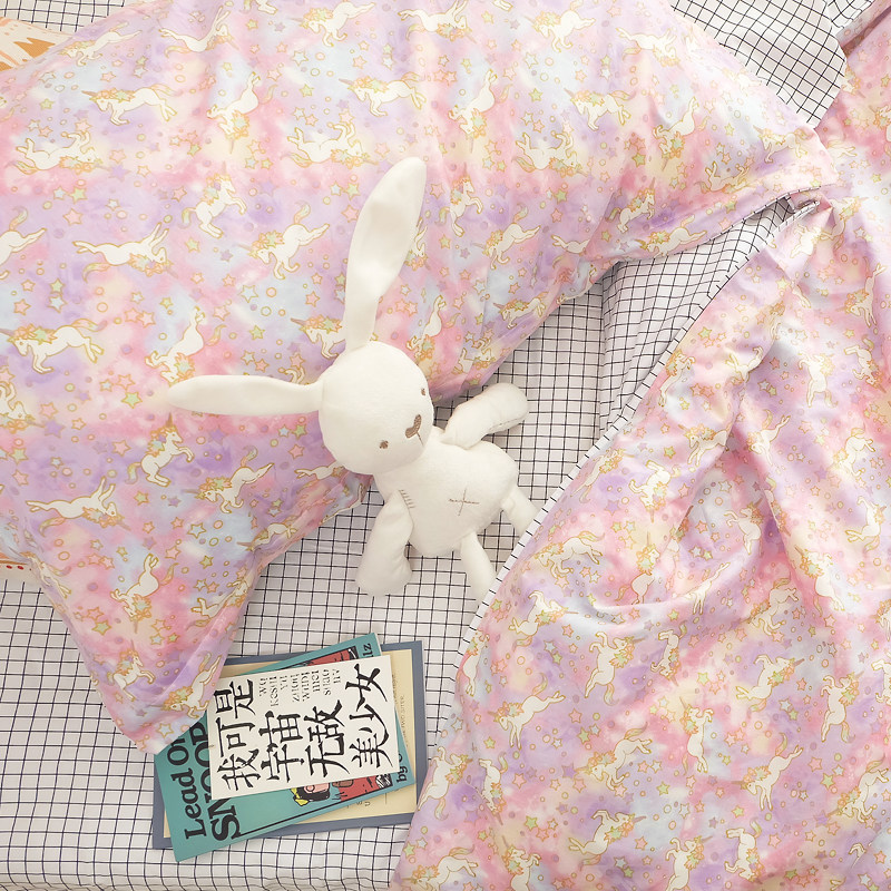 Yangguo's home (clearance collection)Floral plaid cotton bed single three-piece set Student dormitory bedroom