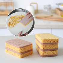 At the beginning of the art natural wood pulp cotton rag kitchen cleaning sponge wipe double-sided strong brush pot bowl magic decontamination artifact