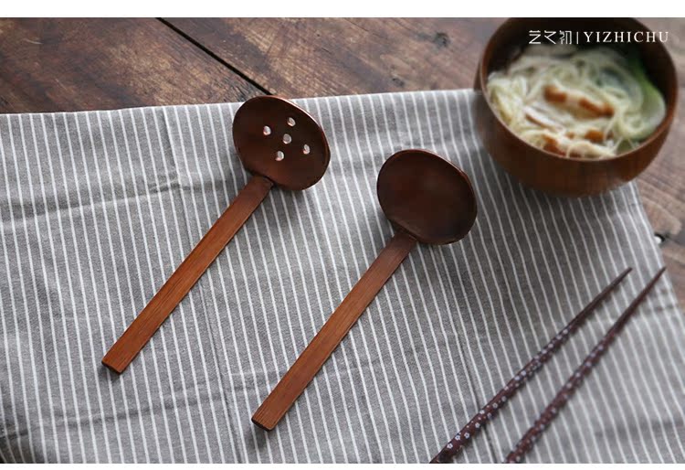 Ramen nghệ thuật Nhật Bản muỗng gỗ thìa colander lẩu nồi bộ đồ ăn bằng gỗ - Đồ ăn tối dĩa nhựa