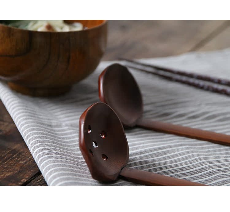 Ramen nghệ thuật Nhật Bản muỗng gỗ thìa colander lẩu nồi bộ đồ ăn bằng gỗ - Đồ ăn tối dĩa nhựa