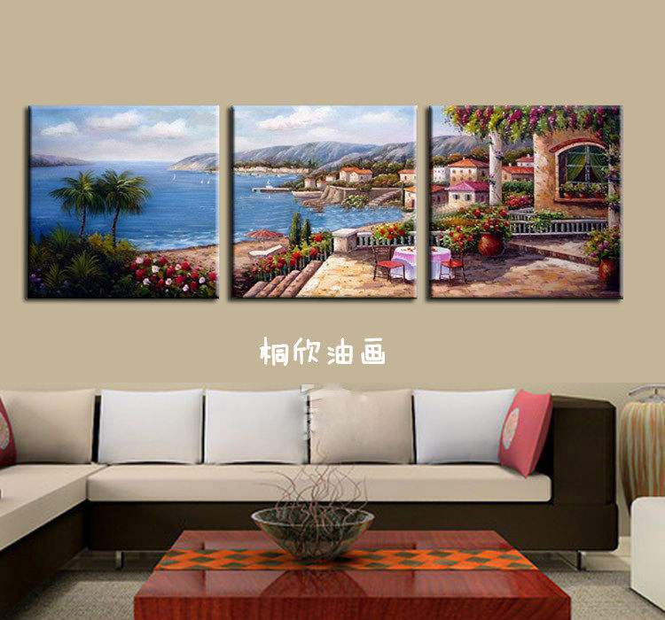 Tongxin Oil Painting < Love Sea > Pure Hand Painted Finished Waterproof Oil Painting Decoration Painting Living Room No Frame Painting