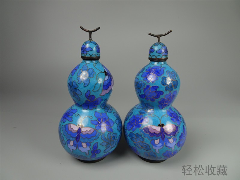 1053  中国　景泰藍　七宝　琺瑯　花瓶　2客　時代物 1053 中国 景泰藍 七宝 琺瑯 花瓶 2客 時代物 Yahoo