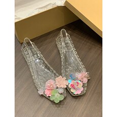 Сандалии 透明韩国果冻鞋diy配花洞洞鞋软底果冻鞋水晶鞋公主大尺码旅游凉拖 No brand
