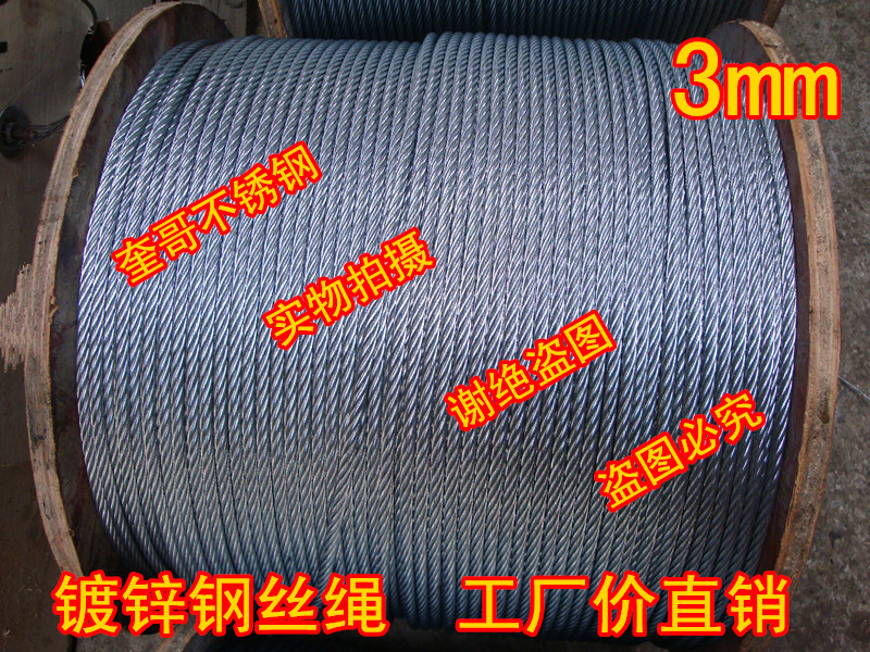 Factory Direct Selling Glossy Galvanized Steel Wire Rope Clothesline Traction Rope Sling Rope Sling 3MM