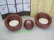 Mây wicker phòng ngủ den sofa Tianyuan Yang Đài Loan wicker thường ghế cà phê bàn ​​ghế bành ba mảnh kết hợp - Ghế sô pha