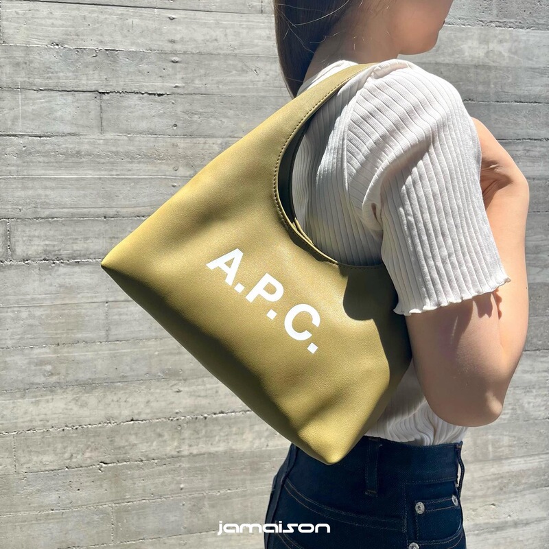A.P.C Baby Ninon Apc Logo Printed Shoulder Armpit Bag Crescent Bag Half Moon Bag Handbag