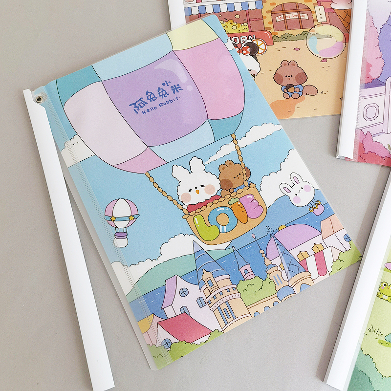 Cute A4 thickened plastic rod clip student stationery test paper rod clip office folder folder WJ458