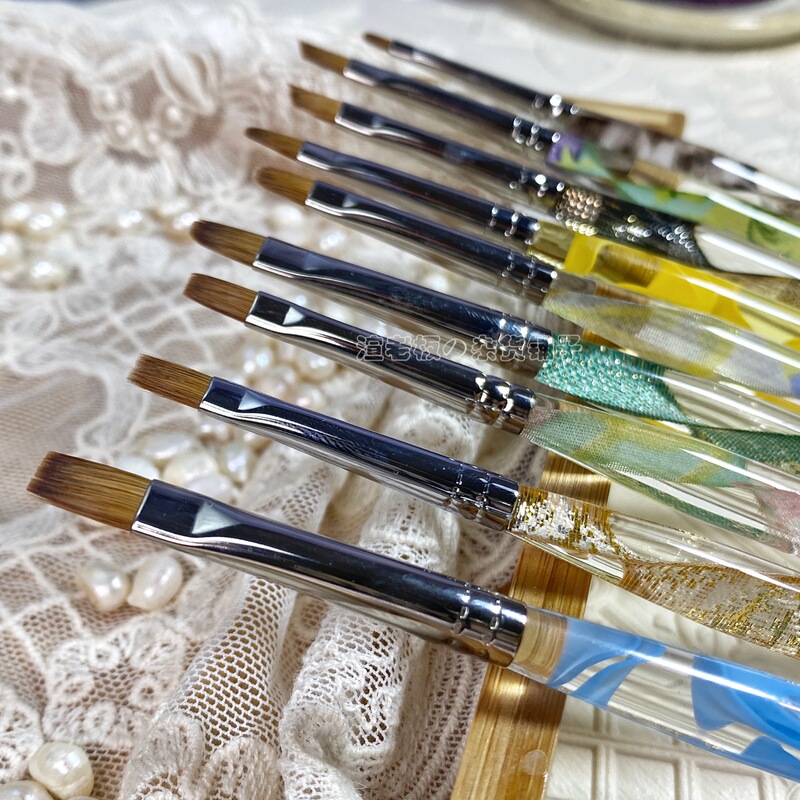 Japanese Bio Sculpture Phototherapy Pen with Mink Hair Ribbon Pattern Leopard Print Pen Handle for Nail Art Use