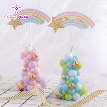  Symphony balloon column candle Birthday cake decoration decoration Small candle party childrens dessert table layout