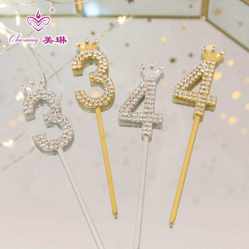 Digital plug-in crystal cake interface with birthday cake decoration cupcake accessories