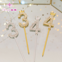 Digital card plug-in acrylic cake plug-in diamond birthday cake decorations cupcake accessories ornaments