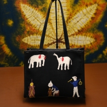 Ready stock (small naga tote) Thai hand-woven fabric embroidery stitching Italian original dyed leather