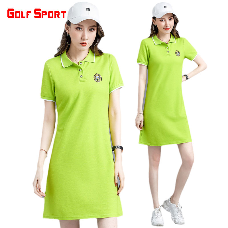 Golf dress female short sleeve polo lead edition of new golf long skirt tennis dress