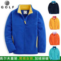 Teen Golf Clothing Long Sleeve Plus Suede Collar Jacket Jacket Warm Rocking Grain Suede Children Jersey Boy Clothing