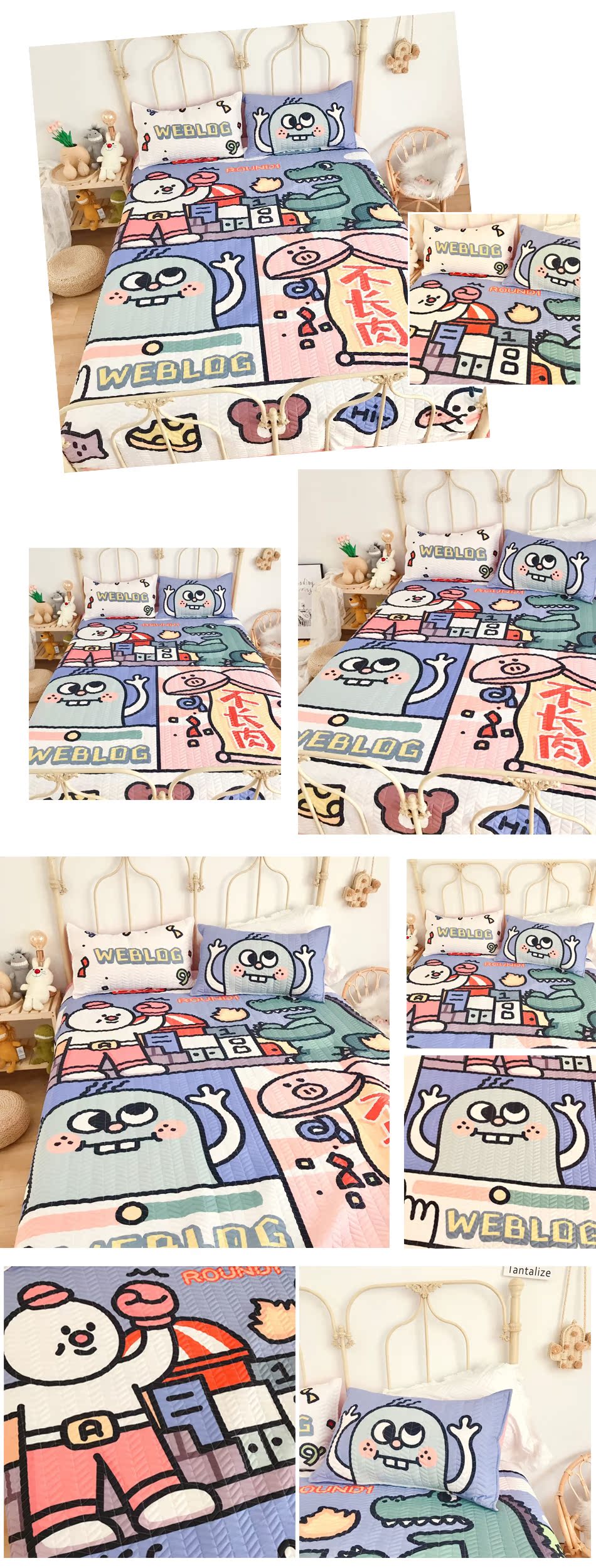 伊 cartoon Phim hoạt hình Nhật Bản trải giường ba mảnh có thể giặt được quilting cover pad xuất khẩu Hàn Quốc đa chức năng - Trải giường thảm trải giường mùa hè