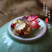 Ink tone hairpin DIY Hanfu hairclip cos or material wrapped glazed jade cute little goldfish