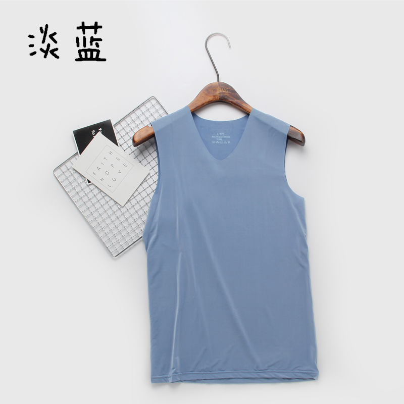 Summer băng lụa mens thở untraceable vest cơ thể cross-bar thể thao không tay t-shirt áo đáy dài ngang vai khô.