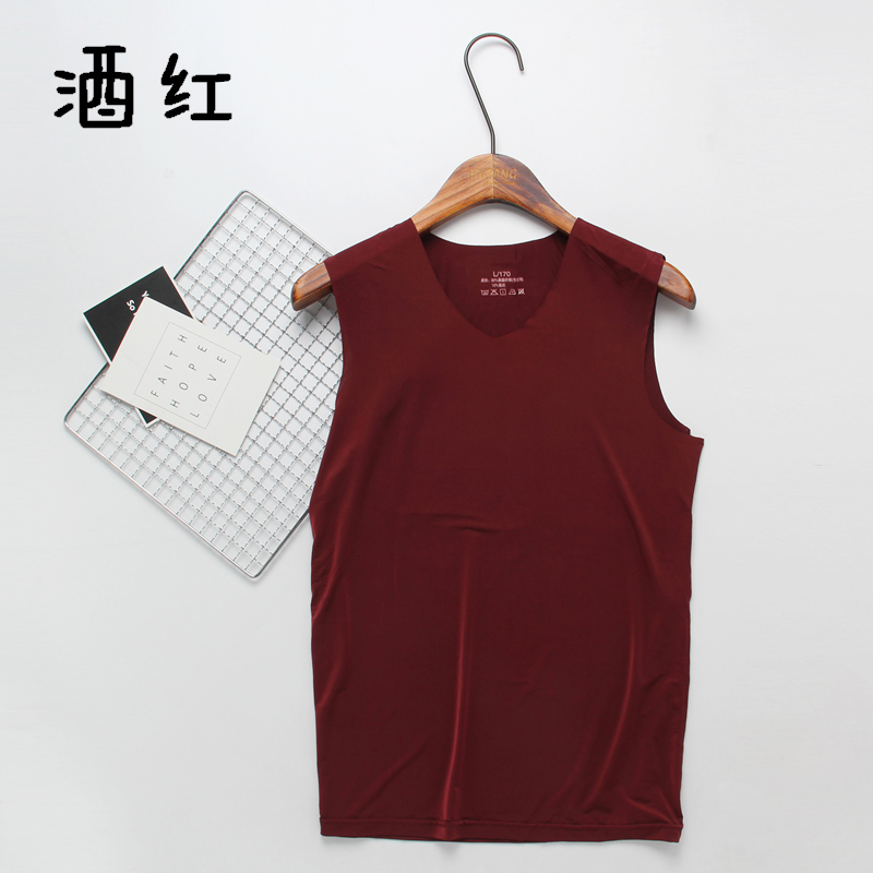 Summer băng lụa mens thở untraceable vest cơ thể cross-bar thể thao không tay t-shirt áo đáy dài ngang vai khô.